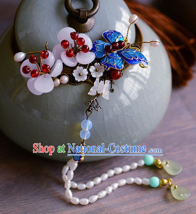 Traditional Chinese Ancient Palace Cloisonne Butterfly Hair Claw Hairpins Handmade Wedding Hair Accessories for Women