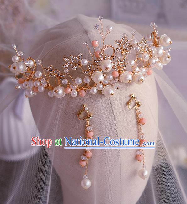 Handmade Wedding Hair Accessories Baroque Bride Beads Royal Crown for Women