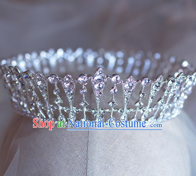 Handmade Wedding Hair Accessories Baroque Bride Crystal Round Royal Crown for Women