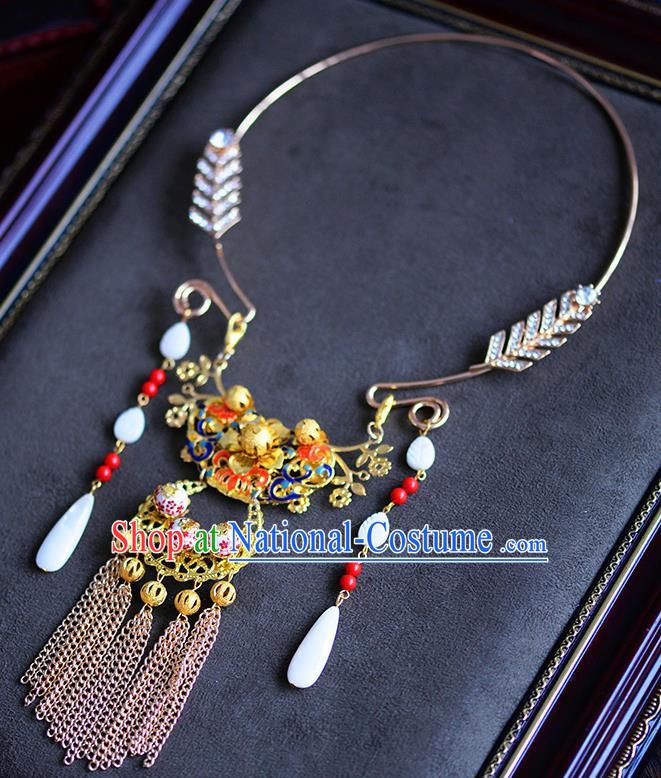 Traditional Chinese Ancient Palace Tassel Necklace Handmade Wedding Jewelry Accessories for Women