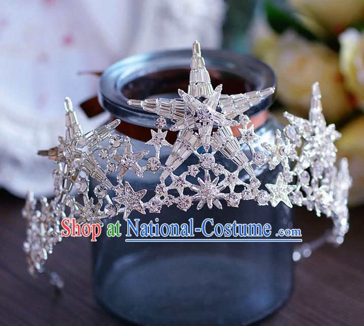 Handmade European Wedding Hair Accessories Baroque Queen Star Royal Crown for Women