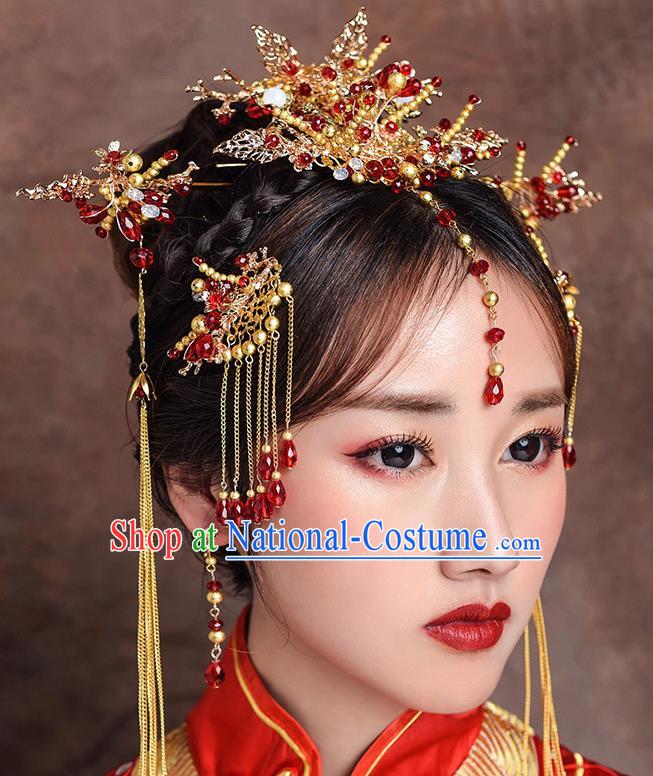 Traditional Chinese Ancient Bride Hairpins Hair Comb Handmade Wedding Hair Accessories for Women