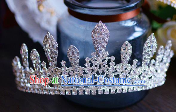 Handmade Baroque Queen Crystal Royal Crown European Wedding Hair Accessories for Women