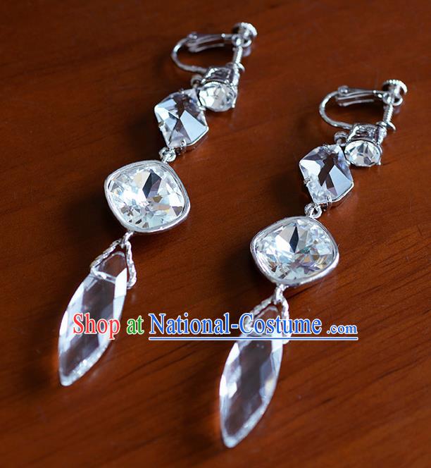 Traditional Chinese Ancient Palace Crystal Earrings Handmade Wedding Ear Accessories for Women