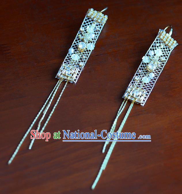 Traditional Chinese Ancient Palace Tassel Earrings Handmade Wedding Ear Accessories for Women