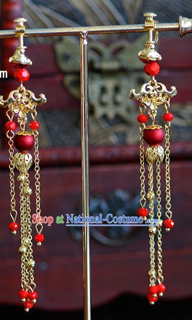 Traditional Chinese Ancient Palace Hanfu Tassel Earrings Handmade Wedding Ear Accessories for Women