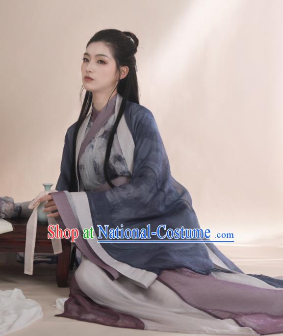 Ancient Chinese Jin Dynasty Princess Historical Costume Traditional Swordswoman Hanfu Dress for Women