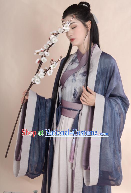 Ancient Chinese Jin Dynasty Princess Historical Costume Traditional Swordswoman Hanfu Dress for Women