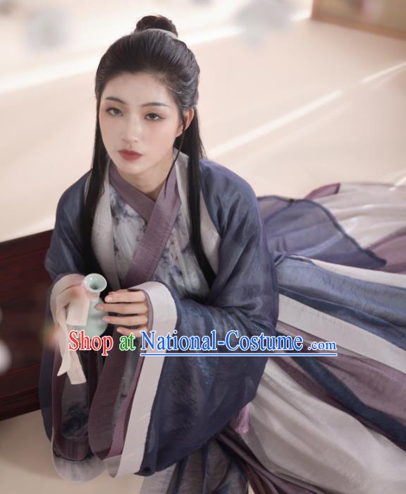 Ancient Chinese Jin Dynasty Princess Historical Costume Traditional Swordswoman Hanfu Dress for Women