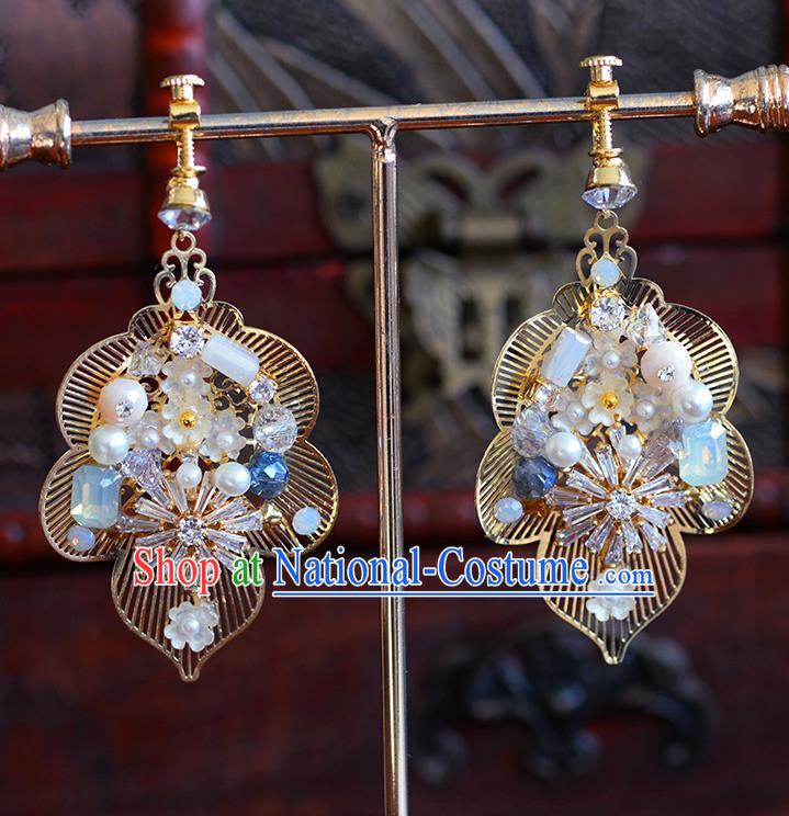 Traditional Chinese Ancient Palace Earrings Handmade Wedding Ear Accessories for Women