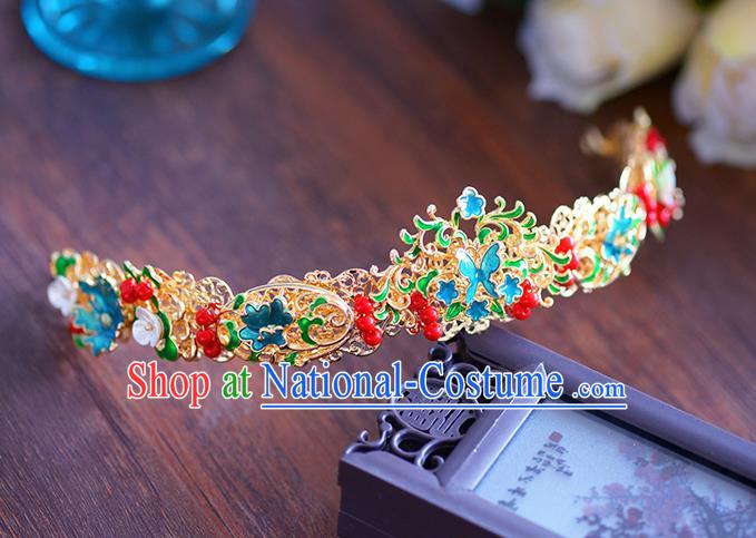 Traditional Chinese Ancient Hanfu Cloisonne Hair Clasp Bride Hairpins Handmade Wedding Hair Accessories for Women