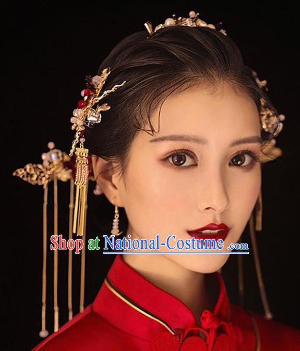 Traditional Chinese Ancient Hanfu Hair Comb Bride Hairpins Handmade Wedding Hair Accessories for Women