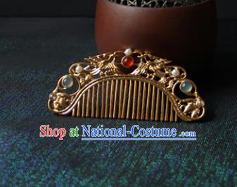 Traditional Chinese Ancient Princess Golden Hair Comb Hairpins Handmade Hanfu Hair Accessories for Women