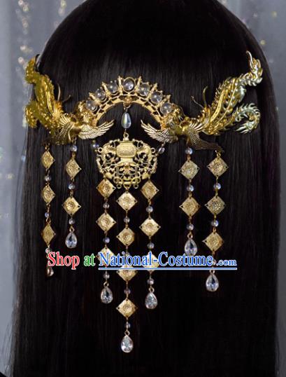 Traditional Chinese Ancient Bride Phoenix Tassel Hairpins Handmade Wedding Hair Accessories for Women