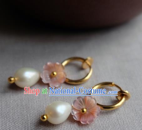 Traditional Chinese Ancient Princess Earrings Handmade Hanfu Pearl Ear Accessories for Women