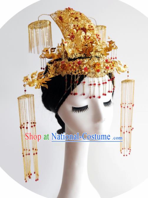 Traditional Chinese Ancient Queen Phoenix Coronet Hairpins Handmade Wedding Hair Accessories for Women