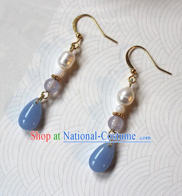 Traditional Chinese Ancient Princess Pearls Earrings Handmade Hanfu Jewelry Accessories for Women