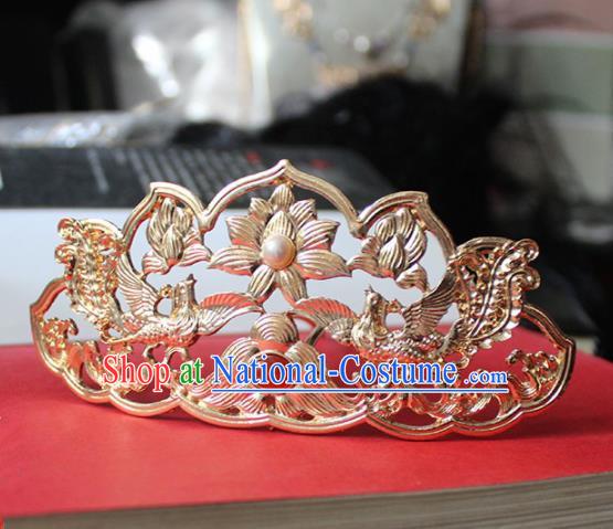 Traditional Chinese Ancient Princess Agate Golden Hair Crown Hairpins Handmade Hanfu Hair Accessories for Women