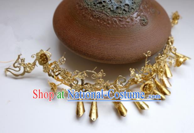 Traditional Chinese Ancient Princess Golden Hair Clasp Hairpins Handmade Hanfu Hair Accessories for Women