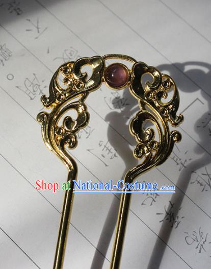 Traditional Chinese Ancient Tang Dynasty Princess Golden Hair Clip Hairpins Handmade Hanfu Hair Accessories for Women