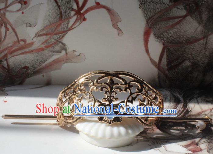 Traditional Chinese Ancient Hanfu Golden Hair Crown Princess Hairpins Handmade Hair Accessories for Women