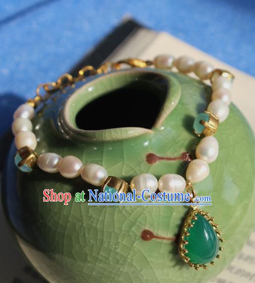 Handmade Chinese Ancient Palace Pearls Bracelet Traditional Hanfu Wedding Jewelry Accessories for Women