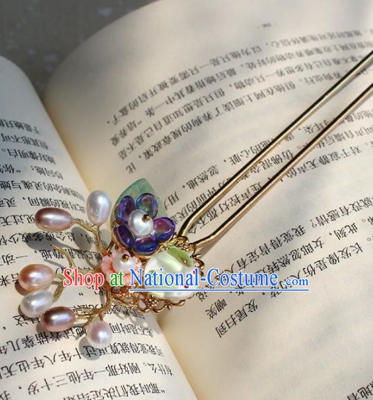 Traditional Chinese Ancient Hanfu Pearls Hair Clip Princess Hairpins Handmade Hair Accessories for Women