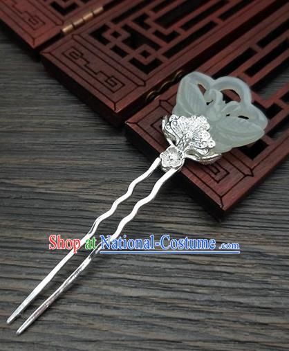 Traditional Chinese Ancient Queen Hanfu Jade Butterfly Hairpins Handmade Wedding Hair Accessories for Women