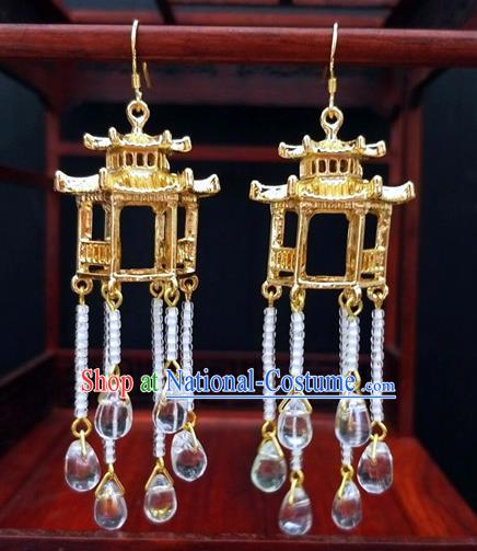 Traditional Chinese Ancient Wedding Hanfu Tassel Earrings Handmade Jewelry Accessories for Women