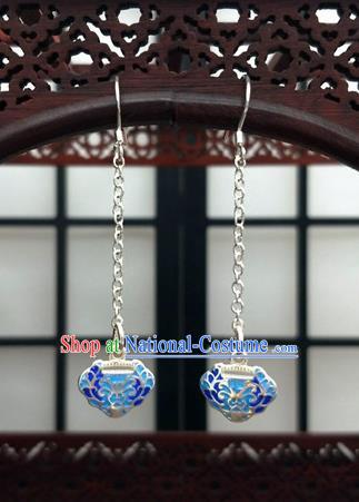 Traditional Chinese Ancient Wedding Hanfu Cloisonne Tassel Earrings Handmade Jewelry Accessories for Women