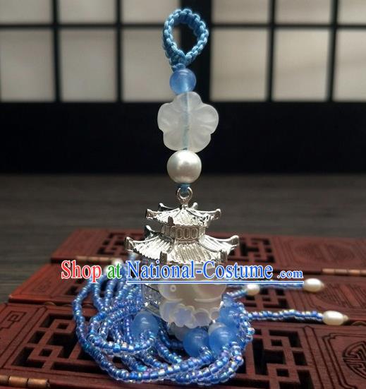 Traditional Chinese Ancient Moon Palace Rabbit Brooch Handmade Hanfu Palace Breastpin Tassel Pendant for Women