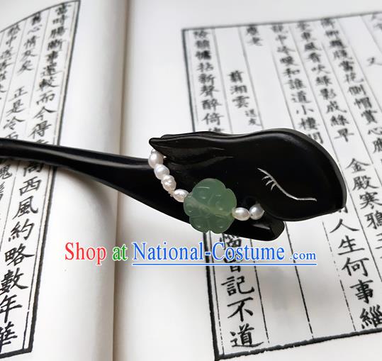 Traditional Chinese Ancient Queen Hanfu Rosewood Hair Clip Pearls Hairpins Handmade Wedding Hair Accessories for Women