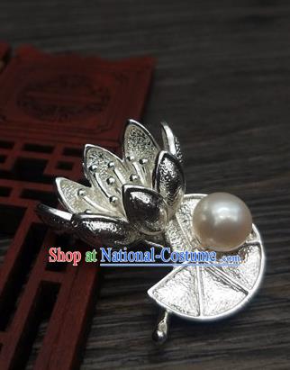 Traditional Chinese Ancient Palace Lotus Brooch Handmade Hanfu Breastpin Pendant for Women