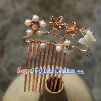 Traditional Chinese Ancient Queen Hanfu Golden Hair Comb Hairpins Handmade Wedding Hair Accessories for Women