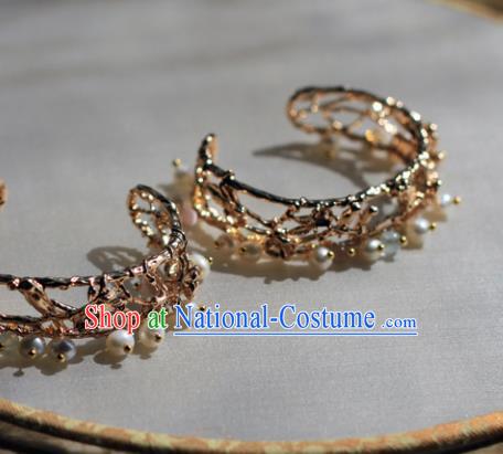 Traditional Chinese Ancient Princess Golden Bracelet Handmade Hanfu Accessories for Women