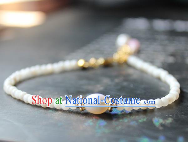 Handmade Chinese Ancient Pearls Bracelet Traditional Hanfu Wedding Jewelry Accessories for Women