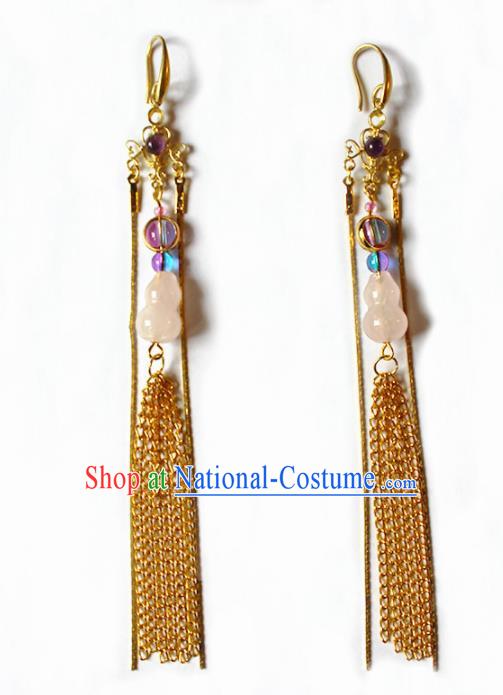 Handmade Chinese Ancient Princess Calabash Earrings Traditional Hanfu Jewelry Accessories for Women