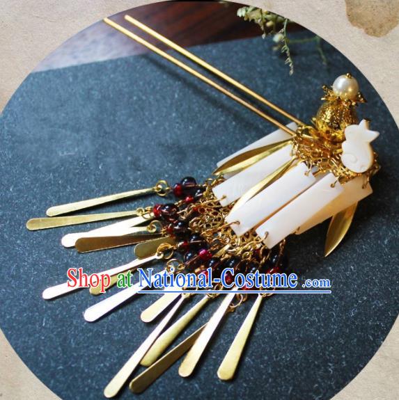 Chinese Ancient Hanfu Shell Tassel Hair Clip Princess Hairpins Traditional Handmade Hair Accessories for Women