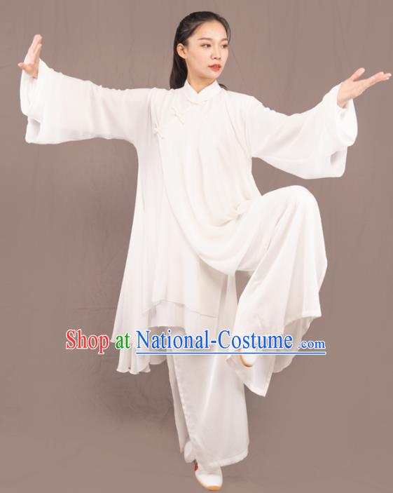 Traditional Chinese Martial Arts White Costume Professional Tai Chi Competition Kung Fu Uniform for Women