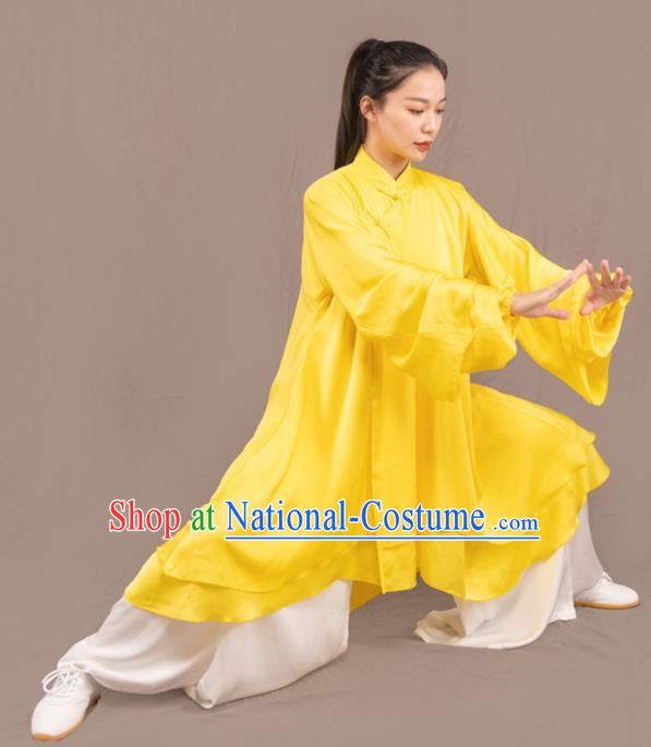 Traditional Chinese Martial Arts Yellow Costume Professional Tai Chi Competition Kung Fu Uniform for Women