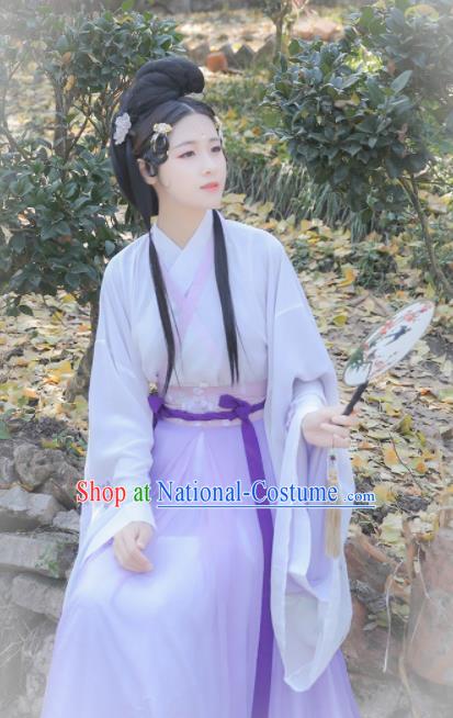 Chinese Traditional Ancient Historical Costume Jin Dynasty Court Princess Embroidered Hanfu Dress for Women