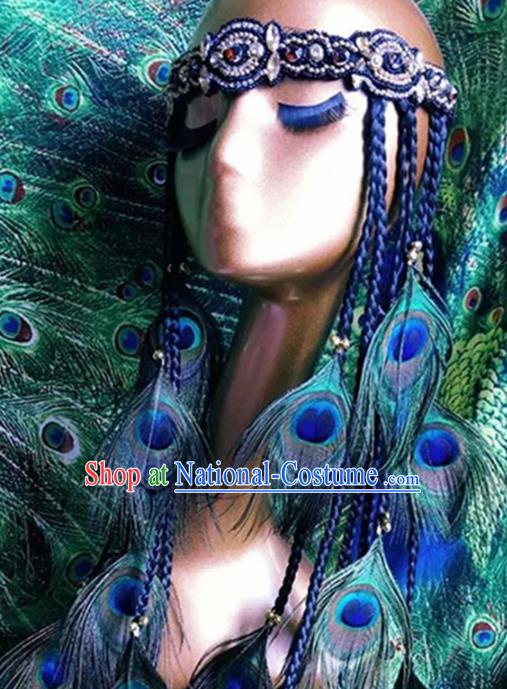 Chinese Traditional Ethnic Hair Accessories Mongol Nationality Feather Hair Clasp for Women