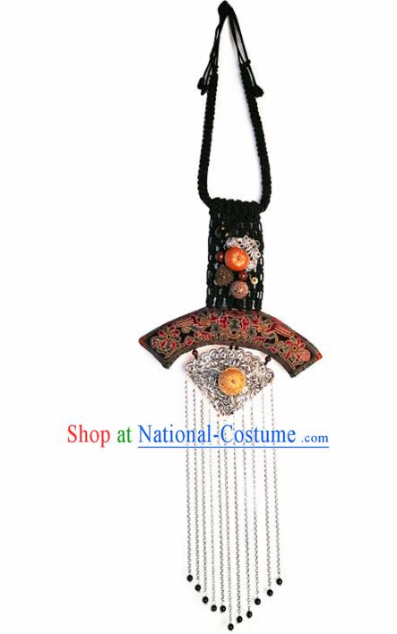 Chinese Traditional National Accessories Ethnic Embroidered Necklace for Women