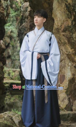 Chinese Traditional Jin Dynasty Historical Costume Ancient Swordsman Embroidered Clothing for Men