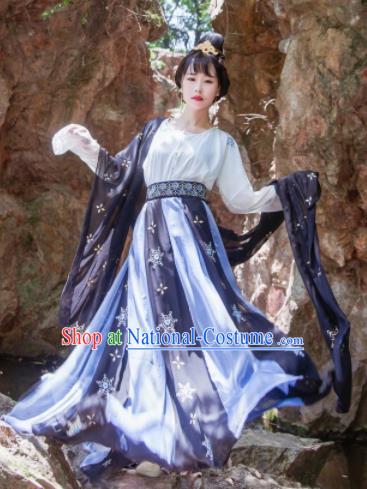 Chinese Traditional Tang Dynasty Las Meninas Historical Costume Ancient Court Maid Embroidered Dress for Women