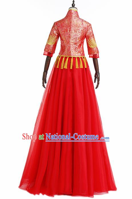 Chinese Traditional Wedding Costume Ancient Bride Xiu He Suit Red Dress for Women