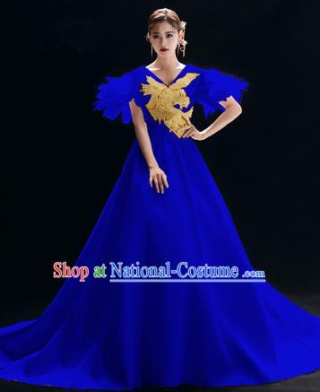 Top Grade Catwalks Royalblue Full Dress Modern Dance Party Compere Costume for Women