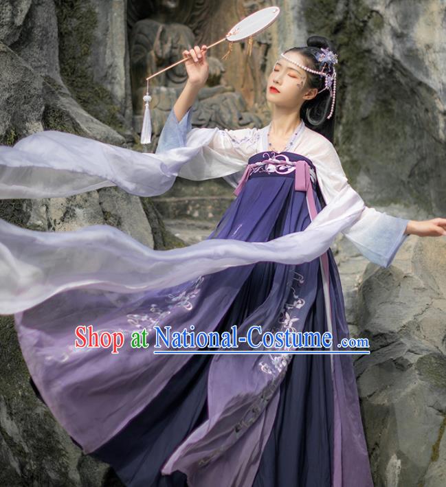 Chinese Traditional Embroidered Hanfu Dress Tang Dynasty Palace Princess Historical Costume for Women