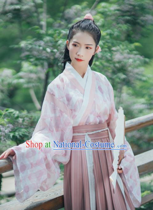 Chinese Traditional Ancient Swordswoman Hanfu Dress Jin Dynasty Historical Costume for Women