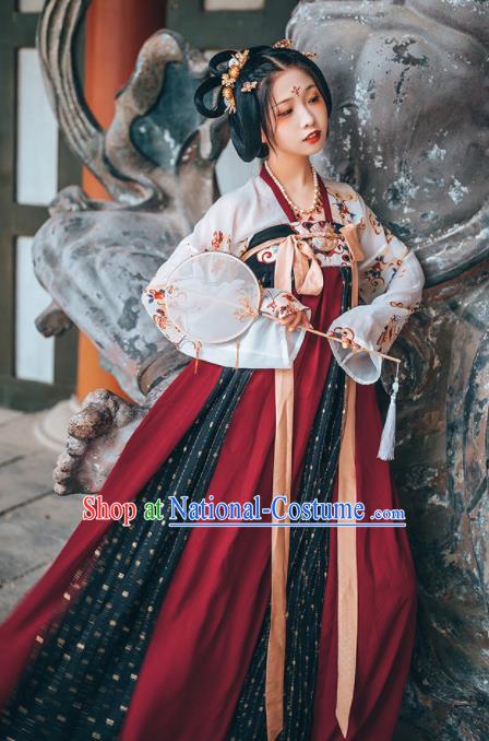 Chinese Traditional Ancient Imperial Concubine Embroidered Hanfu Dress Tang Dynasty Court Princess Historical Costume for Women